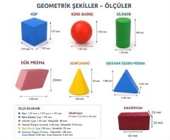 Ahşap Renkli Geometrik Şekiller 14 Parça