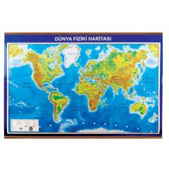DÜNYA SİYASİ + FİZİKİ ÇITALI HARİTA 70*100cm