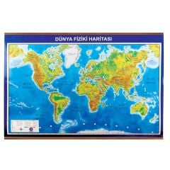DÜNYA SİYASİ + FİZİKİ ÇITALI HARİTA 70*100cm
