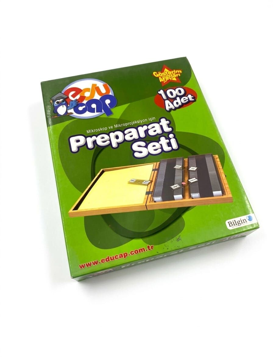 Mikroskop Slayt Seti - Ahşap Kutulu Preperat Seti 100'lü