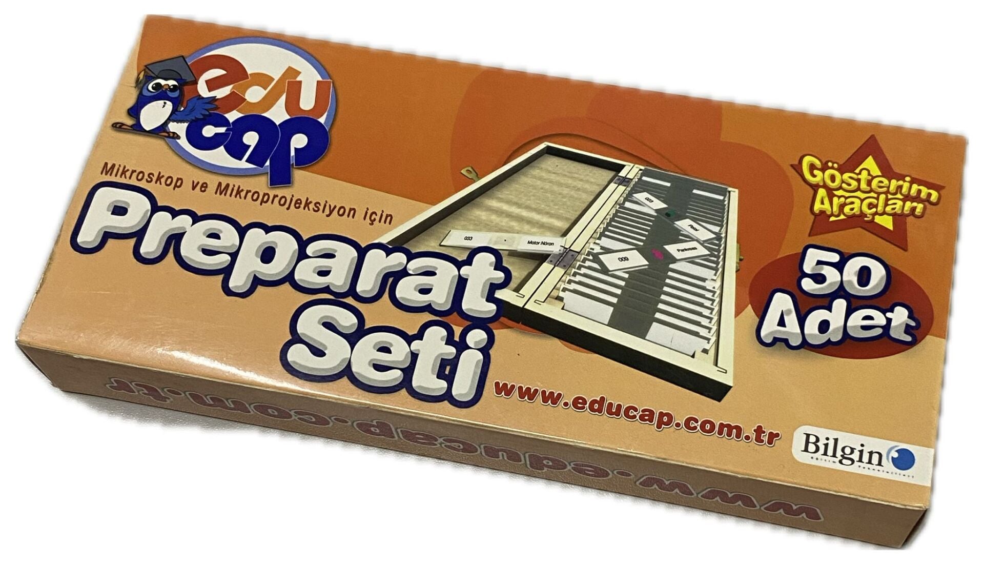 Mikroskop Slayt Seti - Ahşap Kutulu Preperat Seti 50'li