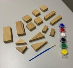 Doğal Ahşap Blok Boyama Seti