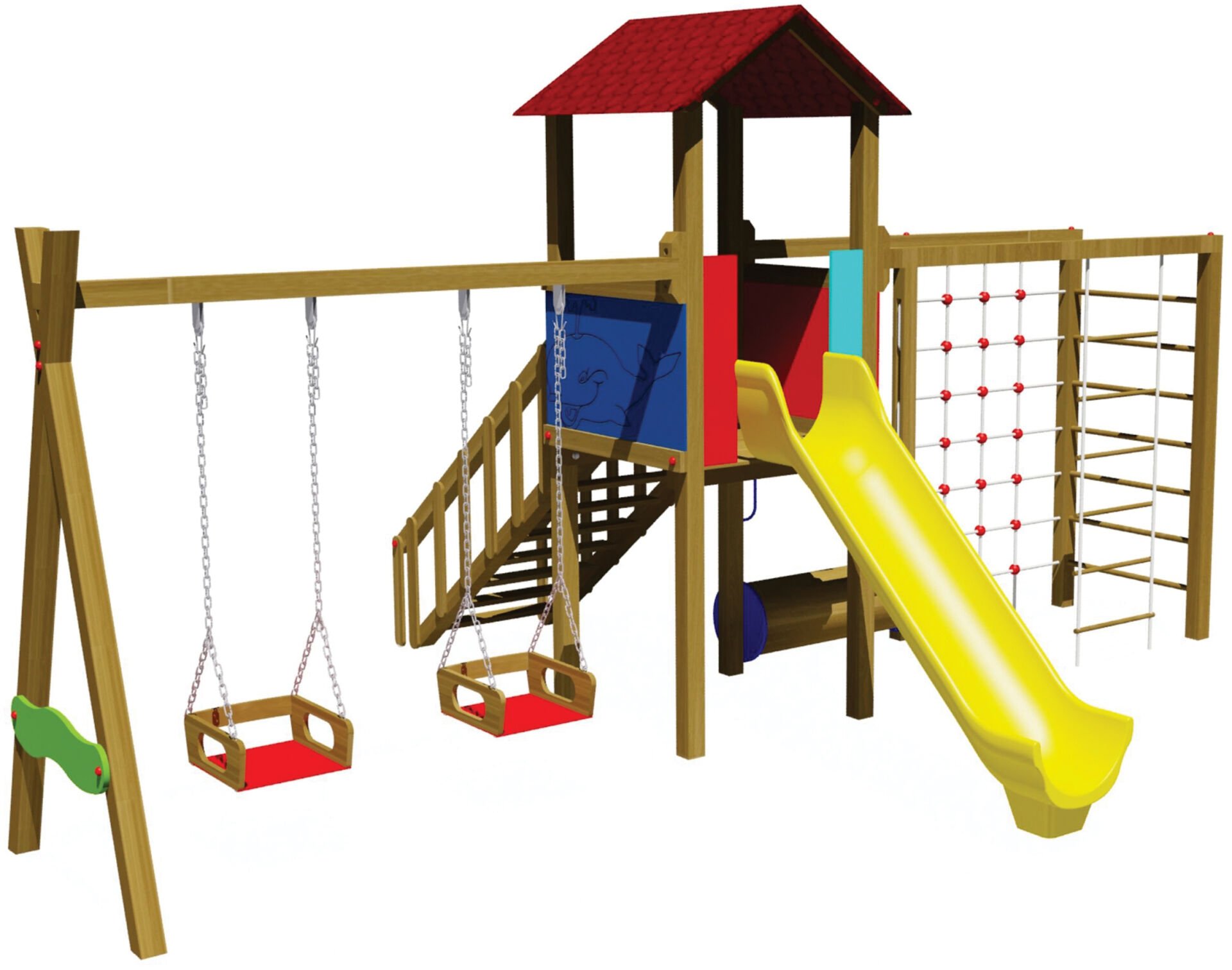 Ahşap Tek Kuleli Tırmanma Setli Park
