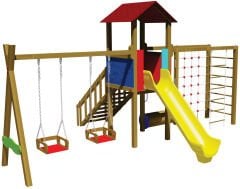 Ahşap Tek Kuleli Tırmanma Setli Park