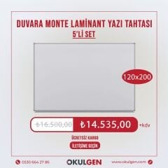 DUVARA MONTE YAZI TAHTASI BEYAZ | 120x200 | 5'Lİ SET
