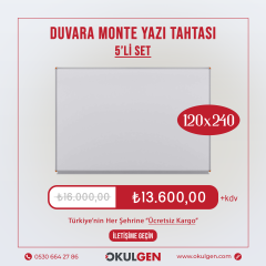 DUVARA MONTE YAZI TAHTASI BEYAZ | 120x240 | 5'Lİ SET