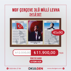 ÜÇLÜ MİLLİ LEVHA (MDF ÇERÇEVELİ) | 45x90 | 24'LÜ SET
