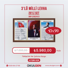 ÜÇLÜ MİLLİ LEVHA (MDF ÇERÇEVELİ) | 45x90 | 24'LÜ SET