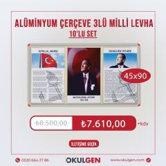 ÜÇLÜ MİLLİ LEVHA (ALÜMİNYUM ÇERÇEVELİ) | 45x90 | 10'LU SET