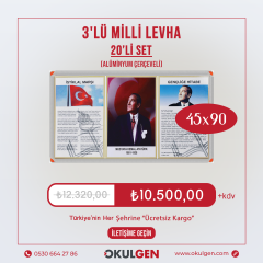 ÜÇLÜ MİLLİ LEVHA (ALÜMİNYUM ÇERÇEVELİ) | 45x90 | 20'Lİ SET