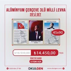 ÜÇLÜ MİLLİ LEVHA (ALÜMİNYUM ÇERÇEVELİ) | 45x90 | 20'Lİ SET