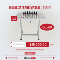 SATRANÇ MASASI | METAL | 60x80 | 5'Lİ SET