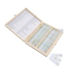 Mikroskop Slayt Seti | Ahşap Kutulu Preparat Set | 100 Slayt