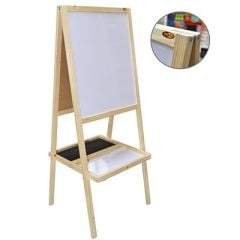 Abaküslü Ahşap Ayaklı Yazı Tahtası Eko Çatı Tipi Siyah + Beyaz (35x50)