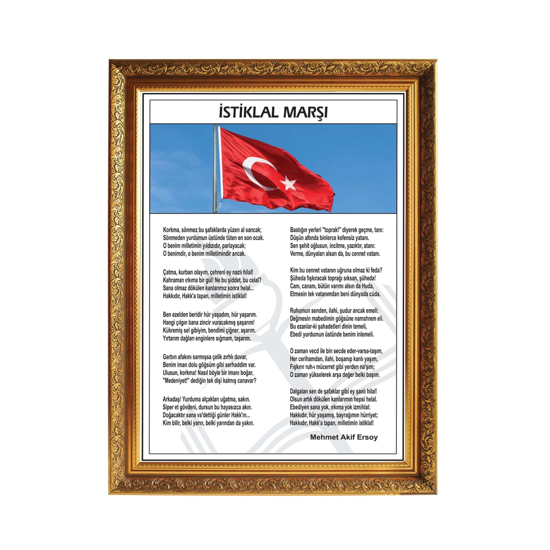 Atatürk Köşesi Lüks Yaldızlı Çerçeveli İstiklal Marşı (60x80)