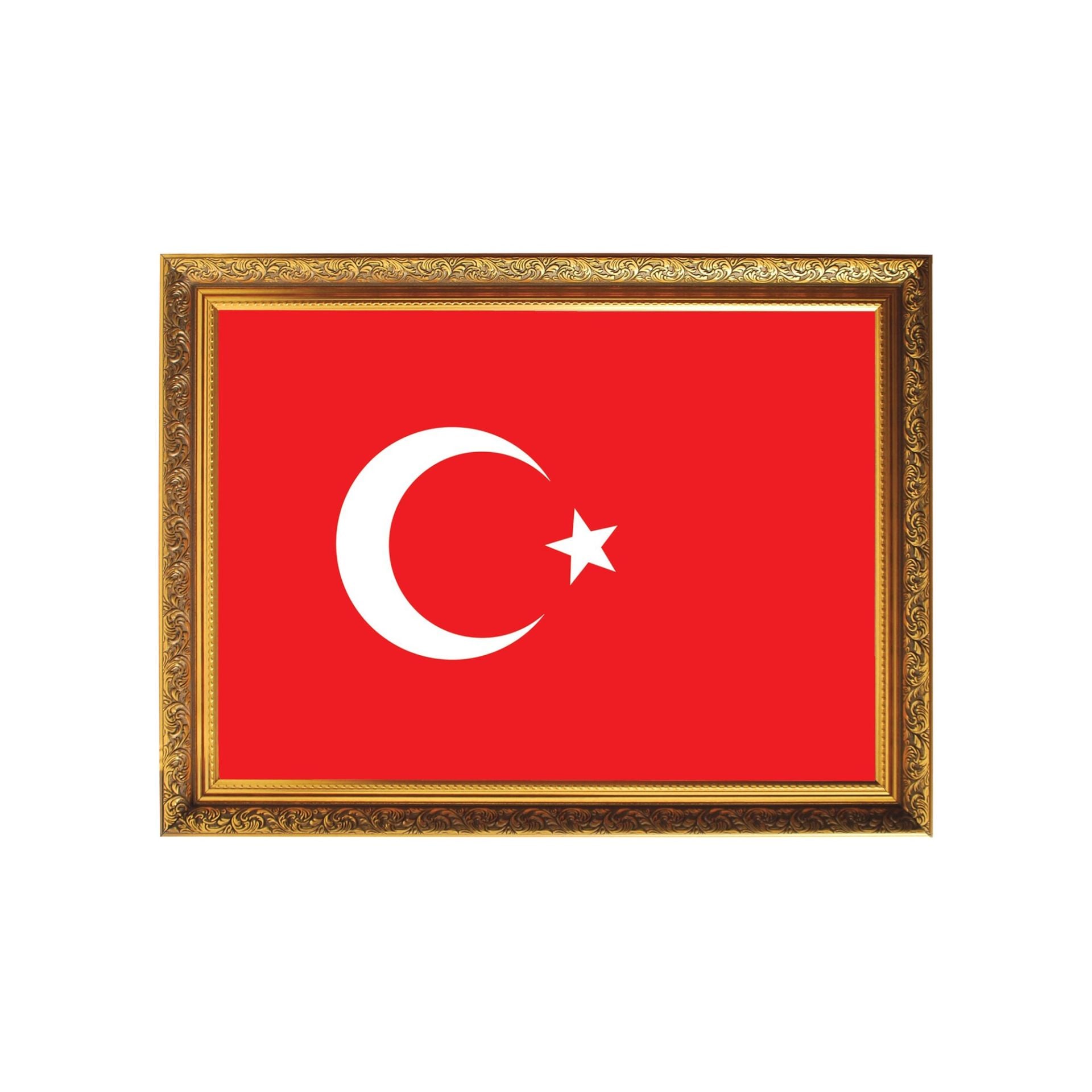 Atatürk Köşesi Lüks Yaldızlı Çerçeveli Bayrak (35x45)