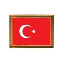 Atatürk Köşesi Lüks Yaldızlı Çerçeveli Bayrak (35x45)